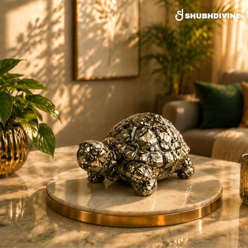 Image of Pyrite Tortoise (Kachhua) Certified Natural Crystal Figurine | Symbol of Success, Growth & Wealth | Home Decor | 2.7 x 1 Inch