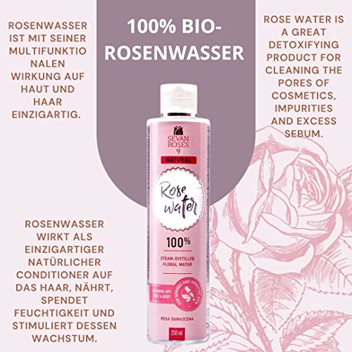 Seven Roses Bio-Rosenwasser - Porenreiniger Gesicht - Skin Care Für Empfindliche, Unreine Haut - Damaszener Rosenwasser Bio - Feuchtigkeitsspendend - Vegan Gesichtspflege, Haarpflege – Bild 5
