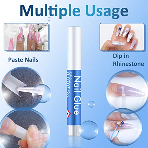 Acrylic Nail Clipper Nails Cutter - Ejiubas Professional Nail Clipper for Acrylic Nails 1PC False Nail Tip Cutter 10PCS Nail Glues 10PCS Nail Files for Manicure Pedicure Salon Home Nail Art DIY
