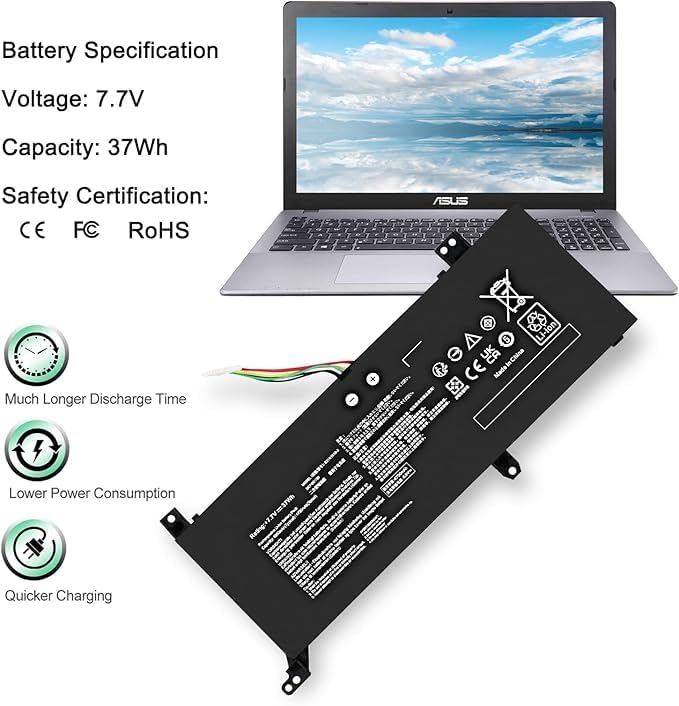 WISTAR C21N1818 Compatible Battery for ASUS C21N1818-1, X545FA, X509JA, X512DA, X409JA, X512FA P1402FA, P1402UA, P1402UB, Pro 14 R424FA Laptop Battery - Image 3