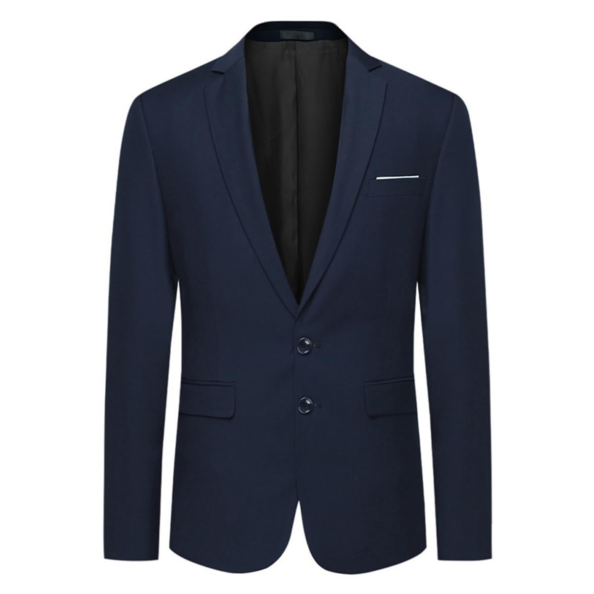 Chaqueta de traje para hombre, fina, clásica, con dos botones Tuxedo Formal para boda, azul marino
