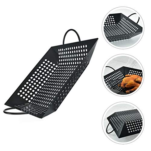 Hemoton – Cesta de churrasco com alça perfurada para grelha, bandeja portátil para churrasco, utensí