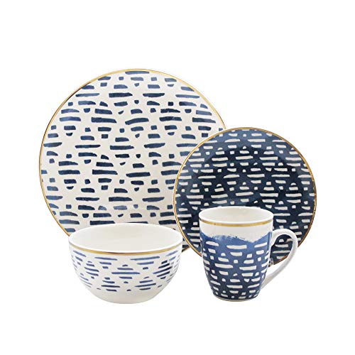 Elle Collection Delice Casual Round Dinnerware Set – 16-Piece Porcelain ...