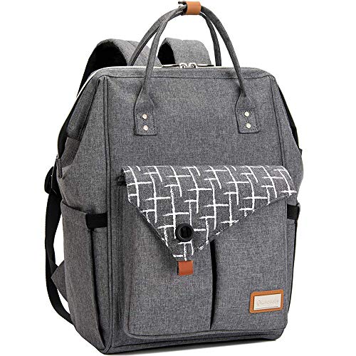 Lekebaby Wickelrucksack Wickeltasche mit Wickelunterlage Multifunktional Große Kapazität Babyrucksack Reiserucksack für Unterwegs, Grau