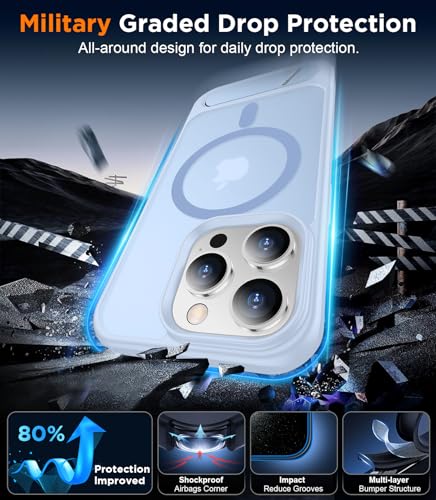 Image of Magnetic Compatible with iPhone 13 Pro Max Case, [Built-in Invisible Kickstand][Compatible with MagSafe] [Military Grade Shockproof] Slim Translucent Matte Phone Case for iPhone 13 Pro Max 6.7 inch
