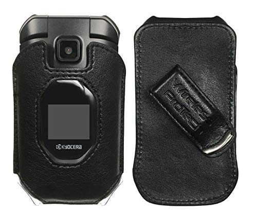 Wireless ProTech Case with Clip Compatible with Kyocera DuraXV Extreme E4810 (Verizon), DuraXE Epic E4830 (AT&T, FirstNet) Fitted Leather Case, Rotating Belt Clip, Built-in Screen Keypad Protection