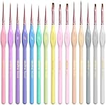 Nicpro 15PCS Micro Fine Detail Set de pinceaux de peinture, pastel de macaron Petite Miniature Fine Tip Detail Kit de brosses pour l'huile acrylique Aquarelle, Artisanat, Modèles, Miniatures, Peinture Rock, Peinture par Nombres