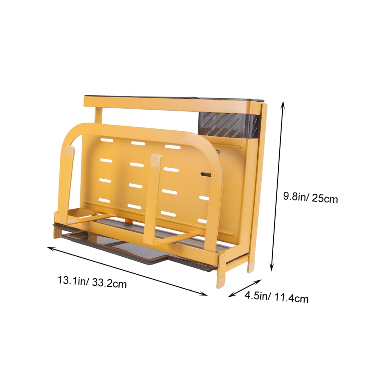 SOLUSTRE 1Pc Multifunctional Cutting Board Rack Utensil Holder Yellow Space Saving Organizer for Kitchen Restaurant and Parties Slip Design for Secure Storage and Easy Cleaning