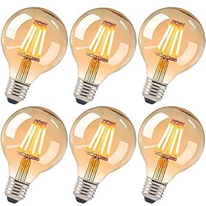 HISAYSY E27 LED Ledlamp Gloeilamp Edison Lamp 540 Lumen Vervangt Gloeidraadlamp, 2700 K Warm wit Gloeilampen 6 stuks…