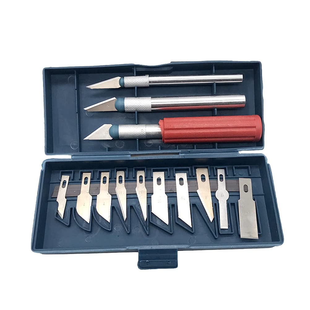 3D Printer Accessories Tool Kit 13PCS/ Set Carving Deburring Cutting Engraving DIY Craft Artwork Model Repairing Sculpture Scalpel Knives (Blue)