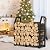 VyGrow Firewood Rack for Outdoor, Firewood Holder with 3 Hanging Hooks, Heavy Duty Wood Rack for Indoor Outdoor Patio, Black