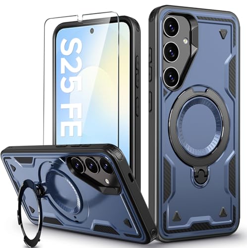 Image of for Samsung Galaxy S25 FE Case Magnetic with Stand, with Mag-Safe, with Screen Protector, Wireless Charging, Shockproof for Samsung S25 FE 5G Phone Case, Ring Holder Phone Cover, for Samsung S25 FE