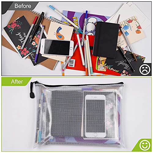 A3/B5 Sizeplastic Mesh Zip File Bags, Waterproof Tear-Resistant Document File Folders,Zipper Documents Pouch Document Organizer Bags For School Office Home Travel Storage #TOP3