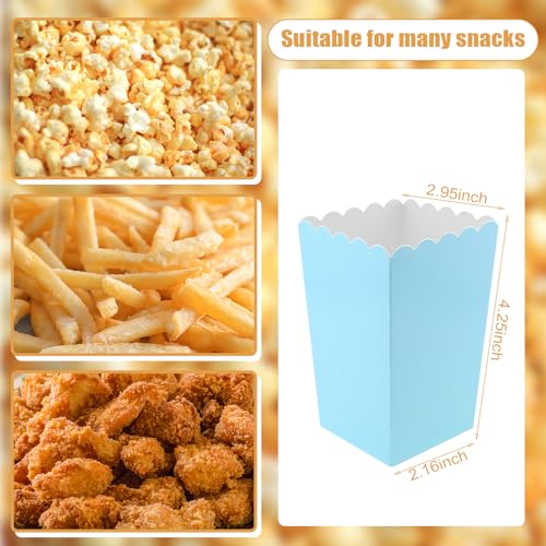 Image of 50 Pcs Light Blue Popcorn Boxes Mini Paper Popcorn Box Cardboard for Party Disposable Snack Candy Holder for Movie Nights Birthday Wedding (Light blue)