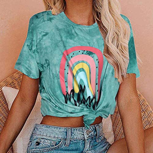Mama Shirt Women Rainbow Mom Graphic Tshirts Short Sleeve Shirts Casual Bleached Tie Dye Tee Tops #TOP1