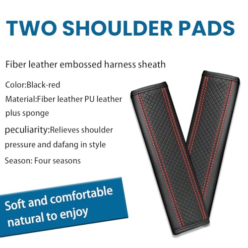 Image of Osilly Car Seat Belt Pads, 2 Pack Fiber Leather Seatbelt Shoulder Strap Covers, More Comfort Driving & Protect Your Neck, Universal Safety Strap Cover for Auto SUV Truck Airplane Backpack (Black /Red)