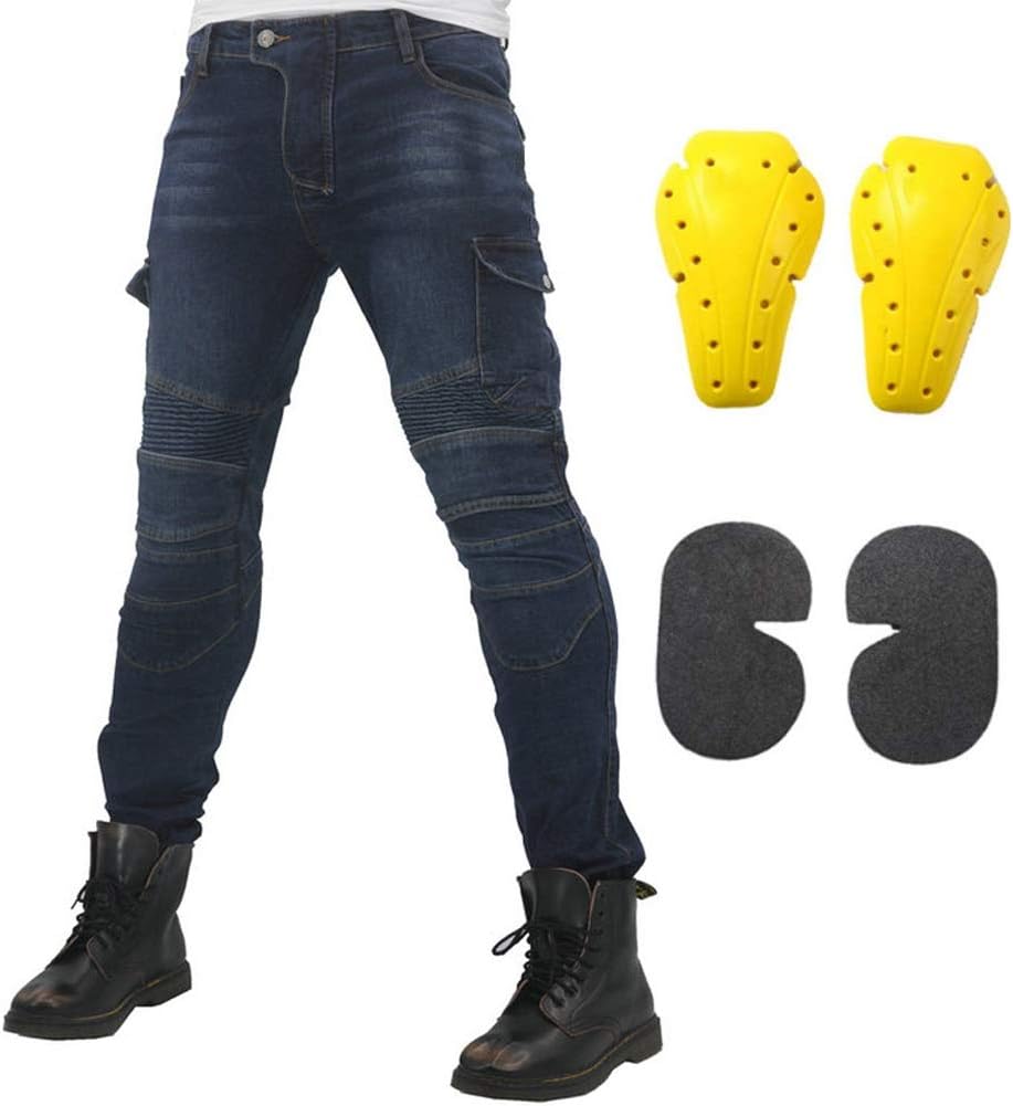 Motorcycle Riding Jeans with 4 X Knee Hip Armor Pads Cycling Racing Protective Pants