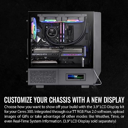 Image of Thermaltake Ceres 300 Black Mid Tower E-ATX Computer Case with Tempered Glass Side Panel; 2xCT140 ARGB Fan Preinstalled; Rotational PCIe Slots; CA-1Y2-00M1WN-00; 3 Years Warranty
