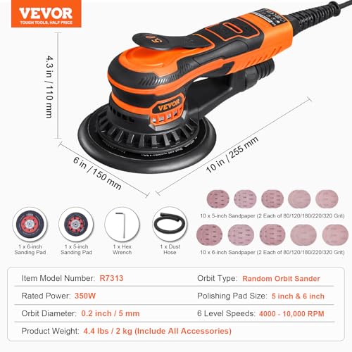 VEVOR 5 & 6-Inch Brushless Orbital Sander