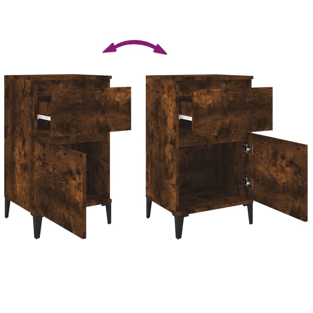 vidaXL Table de Chevet 2 pcs, Armoire de Nuit avec Rangement, Armoire de Lit, Meuble de Chambre à Coucher, Industriel, Chêne Fumé