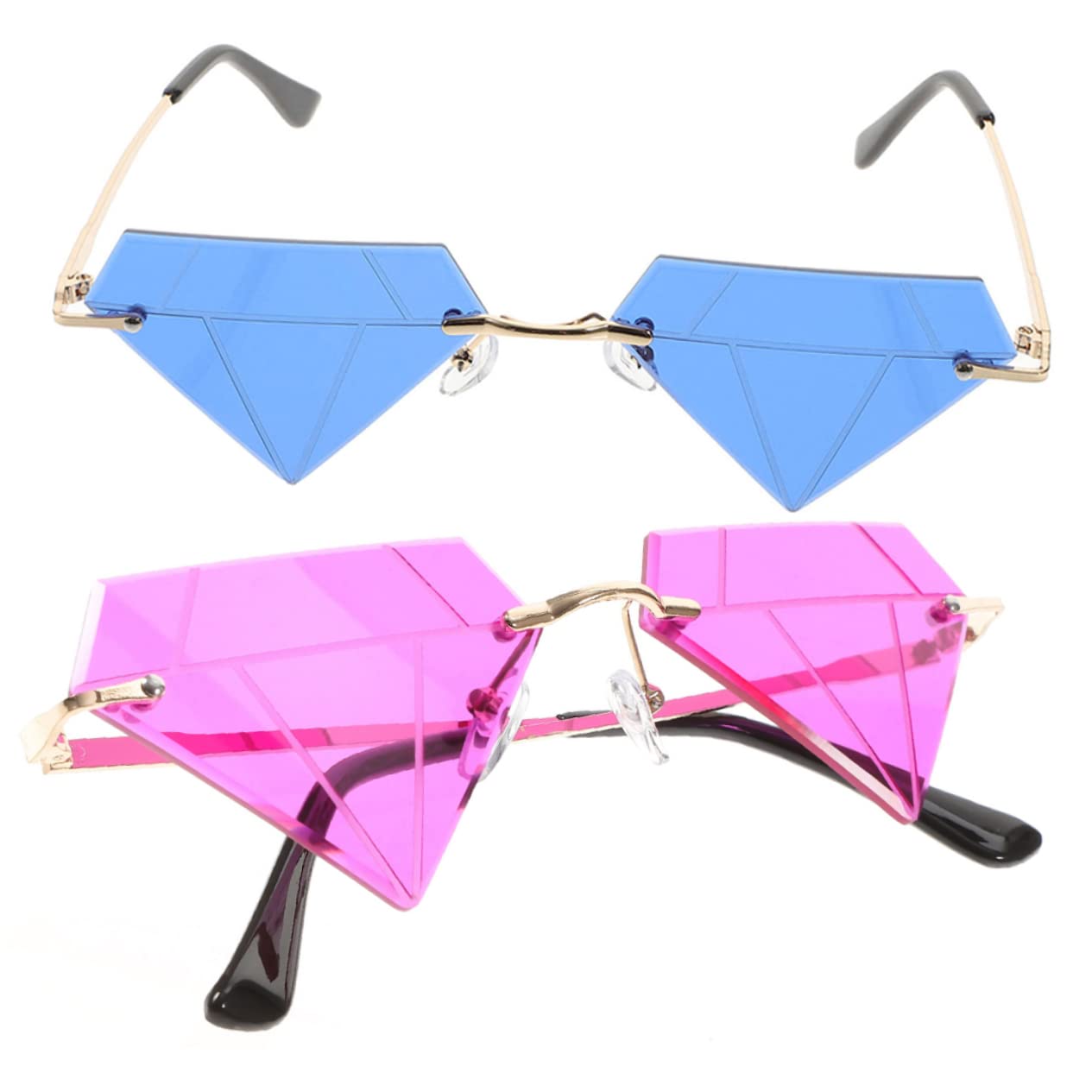 VALICLUD Sunglasses 2pcs Rimless Glasses for Women Unique Party Glasses Frameless Eyeglasses Disco Party Accessory