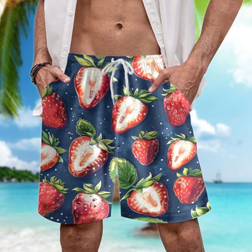 Fruit Lovers Men's Swim Trunks - Tropical Fruits Mens Swim Trunks with Mesh Lining Swimwear Bathing Suits Set 502