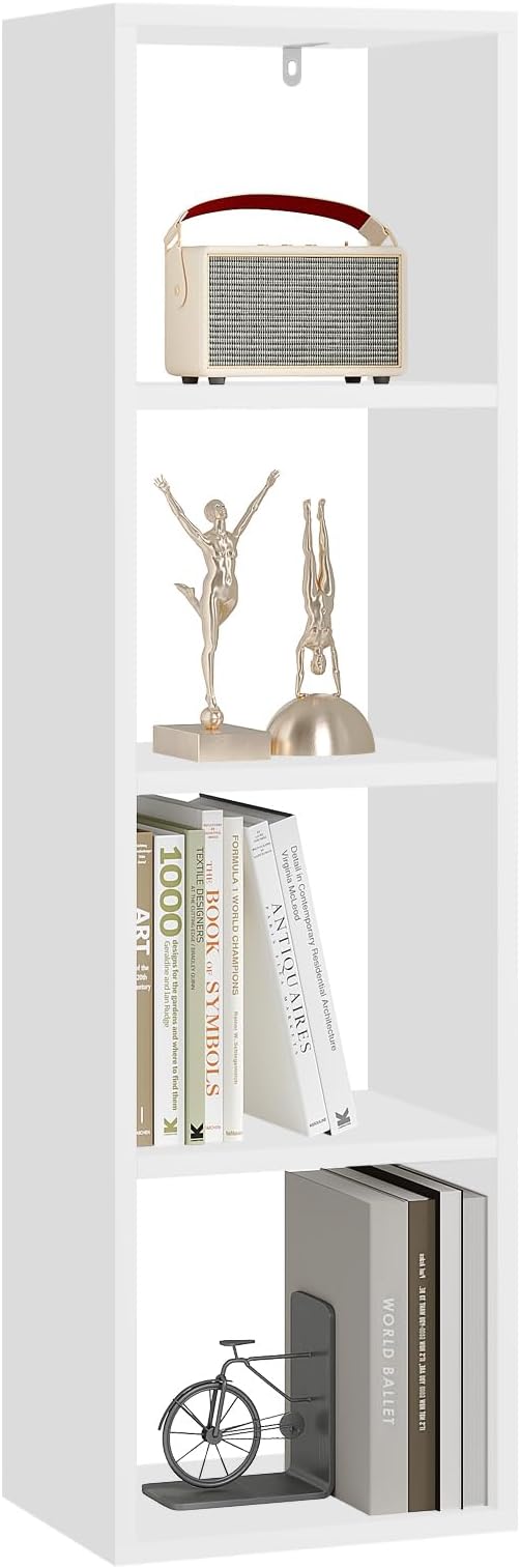 Dmora - Libreria Arsim, Scaffale da ufficio, Mobile portalibri, Biblioteca, 39x39h169 cm, Bianco
