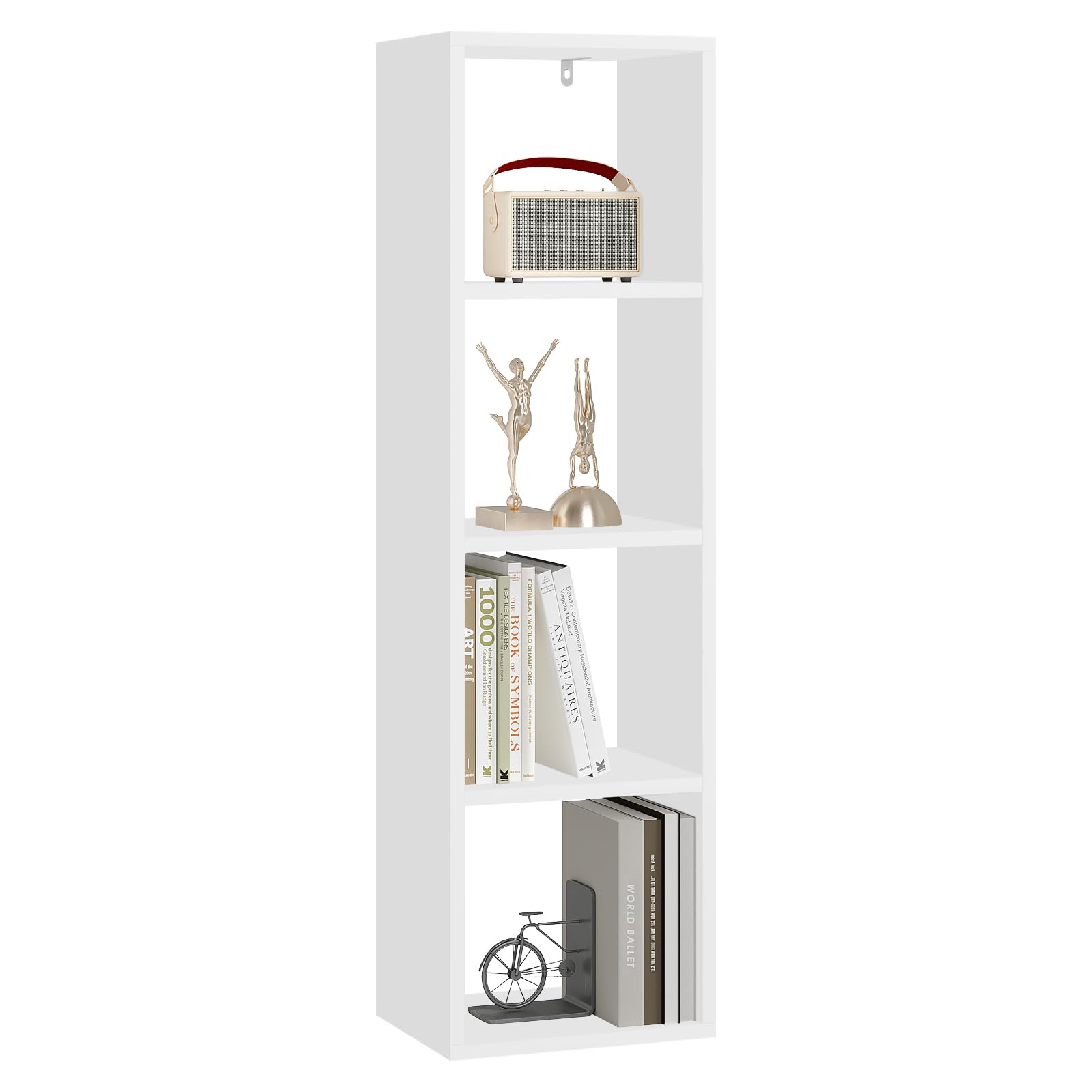 WOLTU Bücherregal mit 4 Ebenen, Würfelregal Standregal, offenes Regal, Aufbewahrungsregal für Wohnzimmer Arbeitszimmer Kinderzimmer Büro, modern, 30x106,5x23,5 cm,#3549