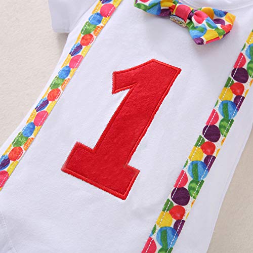 IBTOM CASTLE 1st Birthday Outfit For Boys Space Romper Suspenders Pants Gentleman First Birthday Cake Smash Suit4