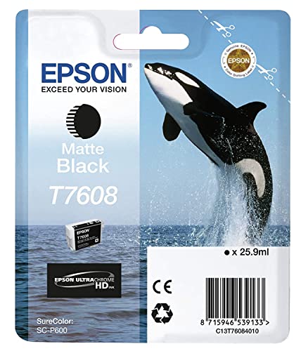 Cartouche Epson T7608 noir mat 25,9 ml d'encre d'origine pour imprimante photo