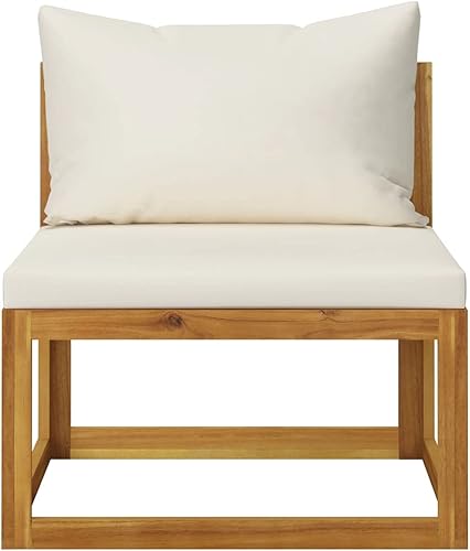 Miniatura 9 de DGZLIIO Juego de 6 piezas para patio y césped juego de muebles de patio con cojín de madera de acacia maciza color crema adecuado para jardín patio