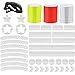 Reflektoren Sticker Set inkl.Reflektorband Selbstklebend 3Rollen,5cm x 3m,42Stück Reflektor Aufkleber für Fahrrad Helm, Kinderwagen Buggy Zubehör,Sicherheit im Dunkeln mit Reflektorklebeband(Silver)