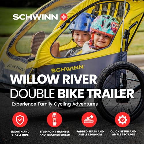 Schwinn Willow River Double Trailer With Stroller Kit And Aluminum Frame Design For Bike Child Carrier Trailers thumb #1