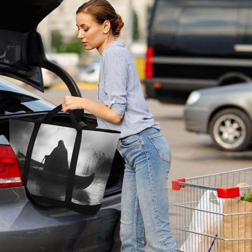 Gothic Boat Death Large Insulated Tote Bag for Grocery Shopping Reusable Tote Bags for Women Men, Cooler Bag with Zippered Top & Handles for Beach Picnic Travel4