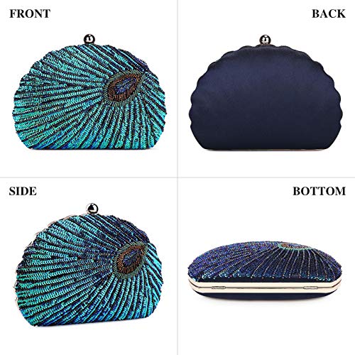 Image of UBORSE Beaded Sequin Peacock Evening Clutch Bags Vintage Evening Bag1920s Party Wedding Purse