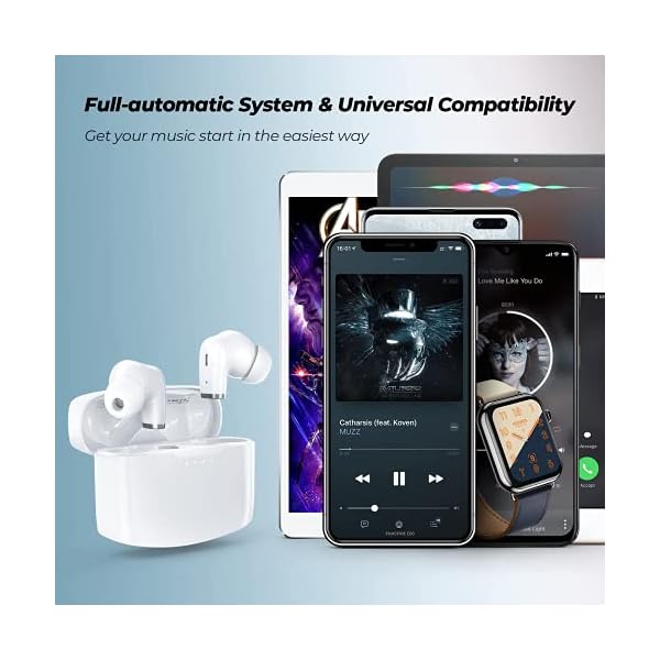 Wireless Earbuds, E90 Earbuds with Extra Deep Bass and Stereo Sound, IPX8 Waterproof Stereo Wireless Earphones with Built-in Microphone and Touch Control IPX8 Waterproof