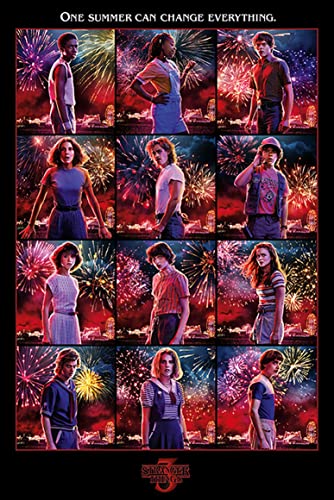 Stranger Things Póster Collage [Season 3] (61cm x 91,5cm) + 2 Marcos Transparentes con suspención