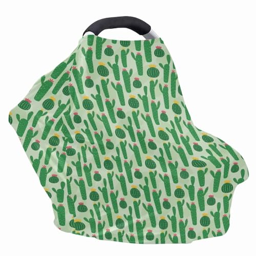 Image of Cactus Car Seat Canopy Cover Dust Cover Sun-Proof Windproof Stroller Canopy Covers Privacy Protection Stretchy Breastfeeding Scarf Nursing Breastfeeding Covers