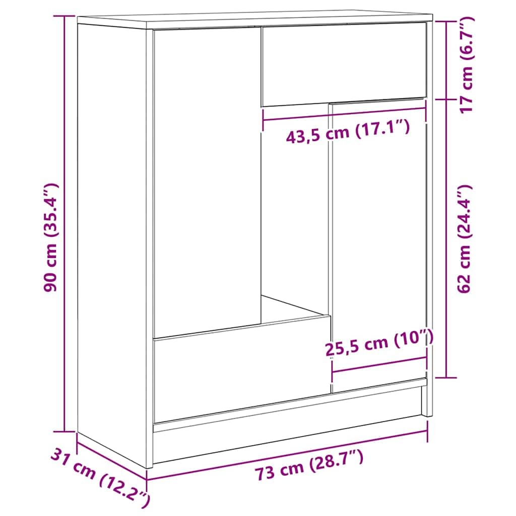 vidaXL Credenza con Cassetti e Ante Grigio Cemento 73x31x90 cm, armadietto, Armadio credenza, Armadio da corridoio, Armadio Buffet, Armadio da Cucina