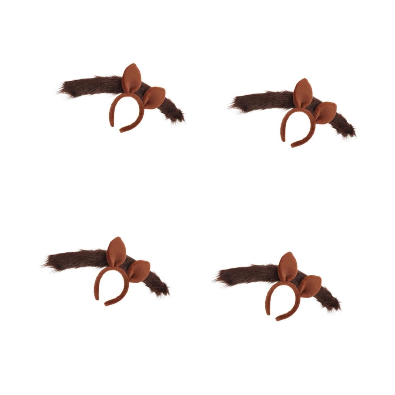 Healeved 4 Juegos Diadema de Cosplay Orejas de Caballo de Felpa Marrón para Disfraces, Accesorios Cómodos para Actuaciones y Celebraciones Infantiles y Adultas