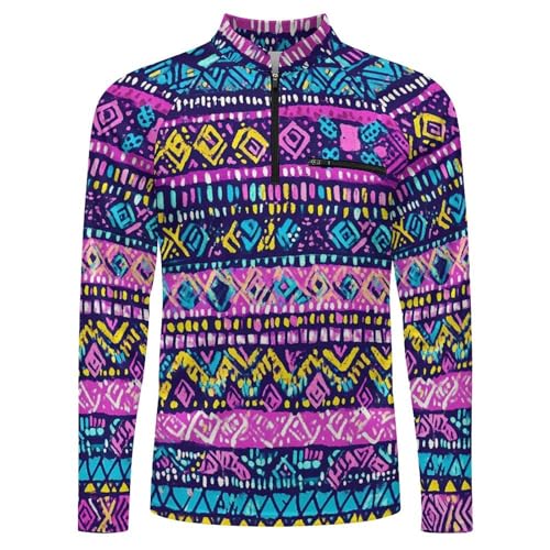 Aztec Fancy Men's Sun Protection Shirts UV SPF UPF 50+ Long Sleeve Rash Guard Lightweight4