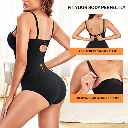 Reyeogo Body Shaper For Women Tummy Control Shapewear Bodysuit Waist Trainer Faja One Piece Built-In Bra Jumpsuit Tops (Black, X-Large) #TOP2