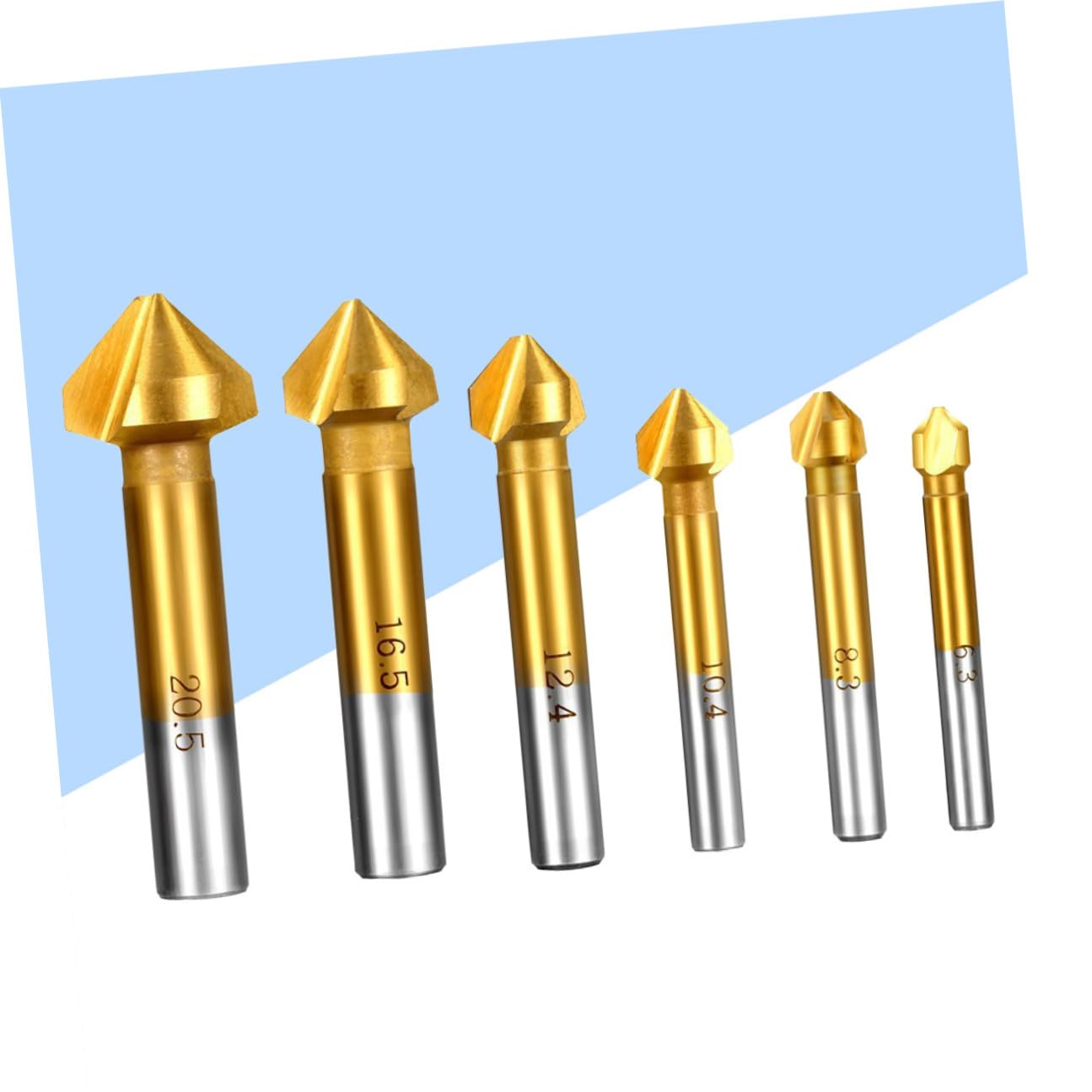 Set de 6 Fraises à Fraiser en Titane 90° pour Pvc et Plastique, Outil D'ébavurage et Chanfreinage Professionnel 6mm à 19mm pour Travaux Précis