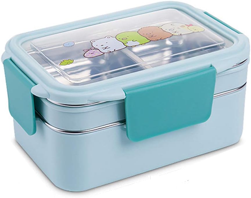 Leakproof Bento Lunch Box by CHOEES Food Grade Stainless Steel Double Insulated Japanese Bento Box 1200ml / 41Oz Large Size BLUE