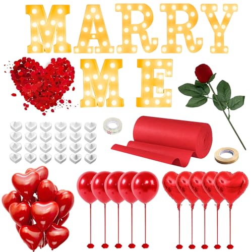 iloresin Proposal Decorations Kit, Marry Me Light Up Letters, Will