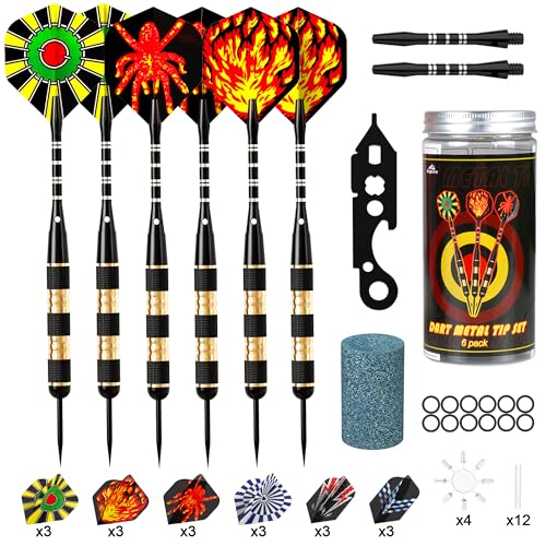 Alyoen Dartpfeile Metallspitze, 24 Gramm Profi Dartpfeile Steeldarts, 6 Stück Steel Darts Set mit Aluminium Schafts Flights Sharpener Beschützer Rubber O\'s Rings Multi Purpose Dart Tool Alyoen Dartpfeile Metallspitze, 24 Gramm Profi Dartpfeile Steeldarts, 6 Stück Steel Darts Set mit Aluminium Schafts Flights Sharpener Beschützer Rubber O\'s Rings Multi Purpose Dart Tool
