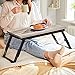 SONGMICS Laptop Desk for Bed or Sofa with Adjustable Tilting Top, Breakfast Serving Tray with Height Adjustable Folding Legs, Fits Screen Size up to 15.6 Inches, Floor Desk, Greige ULLD105W01