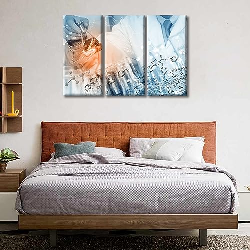 Image of Clinical Laboratory Canvas Wall Art 3 Panels Chemical Equations and Periodic Table Prints for Wall Decor Nosocomium Wall Decor Giclee Wooden Framed Gallery-Wrapped Ready to Hang (36 inch Wx24 H)