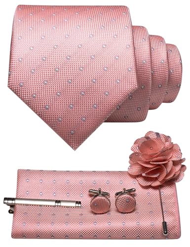 Image of JEMYGINS Mens Tie and Lapel Pin Necktie Pocket Square Cufflinks and Tie Clip Sets for Business Casual 5PCS