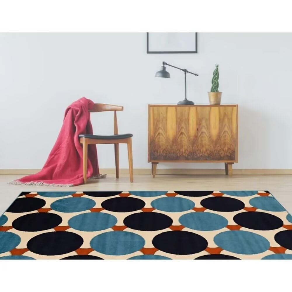 Tapis lavable bleu 80x160 cm résistant aux taches d'enfants et salon